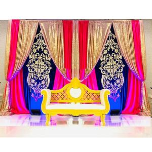 Royal Blue Backdrop <b>Drape</b> for Wedding Stage Luxury Indian Wedding Stage Backdrop <b>Drape</b> Wedding Reception Backdrop <b>Curtains</b> - Product Image 1