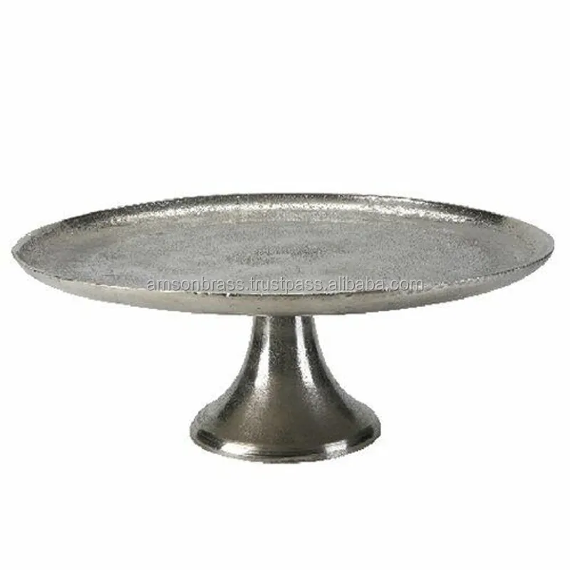 Metal Aluminio Plata Acabado Pedestal Cake Stand Tabletop Cake Stand Restaurante Usado
