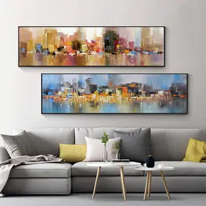 风景现代抽象城市风景墙艺术图片和海报印刷在油画油画上，用于家居装饰作为礼物