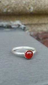 92.5 Sterling Silver With Gold Polished Natural Orange Carnelian Gemstone Smooth Round Shape Handmade <b>Finger</b> <b>Ring</b> - Product Image 5