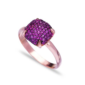 Bague noire en forme de coussin, anneau carré, pierre rubis, vente en gros, bijoux en argent Sterling 925 - Product Image 1