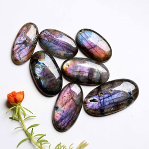 Cabochons extensibles en verre jade, 30 pièces, pendentif de lune, collier cornaline, labradorite, cabine, violet, sans labradorite - Product Image 2