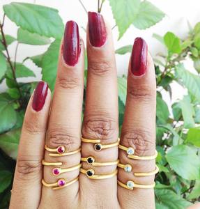 Ajustable de plata 925 chapado en oro proveedor mayorista único de piedras preciosas personalizado hecho a mano barato Unisex MOQ bajo anillo elegante - Product Image 4