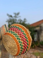 Panier Bolga écologique en bois massif, imprimé jonc de mer naturelle du Vietnam(0084587176063 de ponçage)