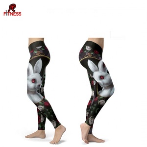 Legging de fitness pour femme de qualité supérieure, taille haute élastique, pantalon de yoga mi-long, avec logo par transfert thermique, vêtements de sublimation - Product Image 3