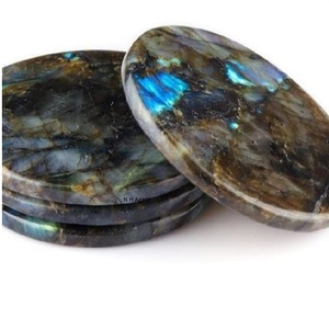 Posavasos de té de labradorita Cristal tallado redondo hecho a mano para posavasos al por mayor Comprar de N H Agate - Product Image 1