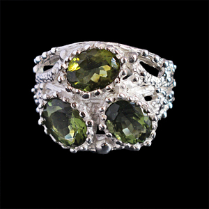 Anillo de diseñador de piedras preciosas de moldavita, colección de bodas de plata de ley 925 sólida pura, banda elegante Vintage para fiestas, joyería fina - Product Image 2