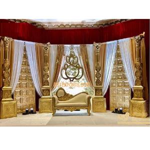 Escenario de boda indio de estilo abierto, decoración tradicional de escenario, el mejor toque de oro, escenario de boda indio - Product Image 1
