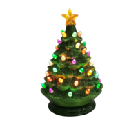 Décoration de Noël saisonnière en céramique avec logo personnalisé, arbre de Noël lumineux de 8 pouces