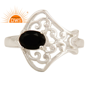 ธรรมชาติสีดำนิลพลอยผู้หญิงแหวนเครื่องประดับผู้ค้าส่ง925งบเงินผู้ผลิตเครื่องประดับปรับแหวน - Product Image 1