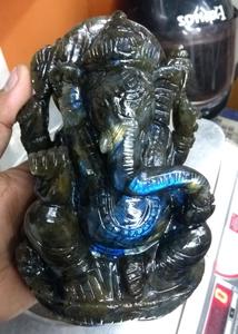 Sculpture religieuse de Ganesh en labradorite, statue sculptée à la main, figurine fabriquée en Inde, pierre précieuse artisanale, tailles personnalisées - Product Image 5