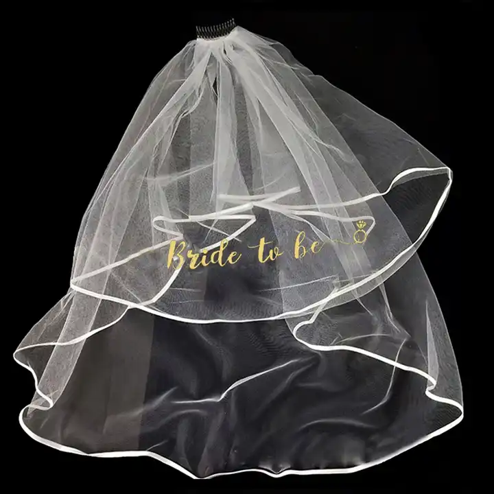 Bachelorette Party Favor Gold Print Bride To Be Veil - Buy