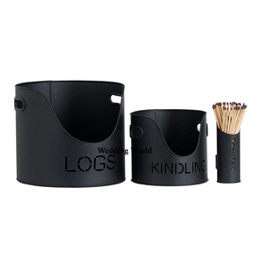 Cubo para Leña de Jardín, Recubrimiento en Polvo Negro, Diseño Clásico y Elegante, Nuevo Cubo Metálico para Leña - Product Image 1
