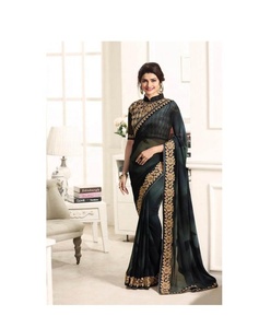 Vêtement ethnique auto conçu Party Wear Designer Bollywood Style soie brodé Saree avec chemisier Pièce prix de gros soie Alphanumero - Product Image 1