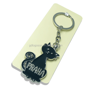 القط تصميم سلك كابل سلسلة المفاتيح المعدنية المينا بريق القط حلقة المفاتيح مع القط باو سحر مع المقاوم للصدأ كابل صلب قفل - Product Image 4