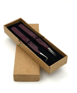 แหนบต่อขนตาตรงเรียวยาว90องศาเคลือบผงสีไวน์เครื่องมือความงามด้ามจับเพชรเงิน - Product Image 6