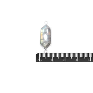 Conector de Plata de Ley 925 con Bisel en Forma de Hexágono de Labradorita, Chapado en Plata, para Fabricación de Joyería Artesanal - Product Image 3