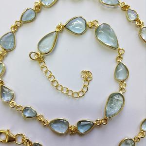 Aigue-marine plaqué or, argent Sterling 925, vêtements quotidiens, 45 + 5 cpc Collier en titane, Long chaîne - Product Image 4