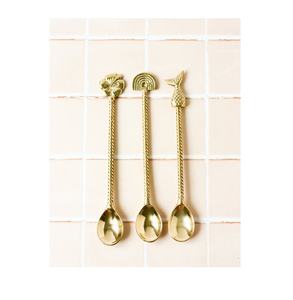 Cuillère en laiton Café Dessert Petit Coréen Long Manche pour ananas design Cadeau Thé Cuillère Produits Offre Spéciale - Product Image 5