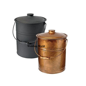 Cubo para Leña de Jardín, Recubrimiento en Polvo Negro, Diseño Clásico y Elegante, Nuevo Cubo Metálico para Leña - Product Image 6
