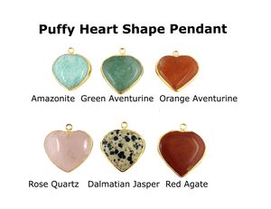 Colgante de piedras preciosas en forma de corazón para mujer, de cuarzo rosa, colgante galvanizado de oro - Product Image 5