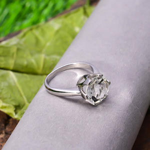 แหวนพลอยอเมทิสต์สีเขียวมิ้นต์ธรรมชาติสีเงินสเตอริ่งสำหรับ92.5ขนาด3.9กรัมทำด้วยมือ - Product Image 2