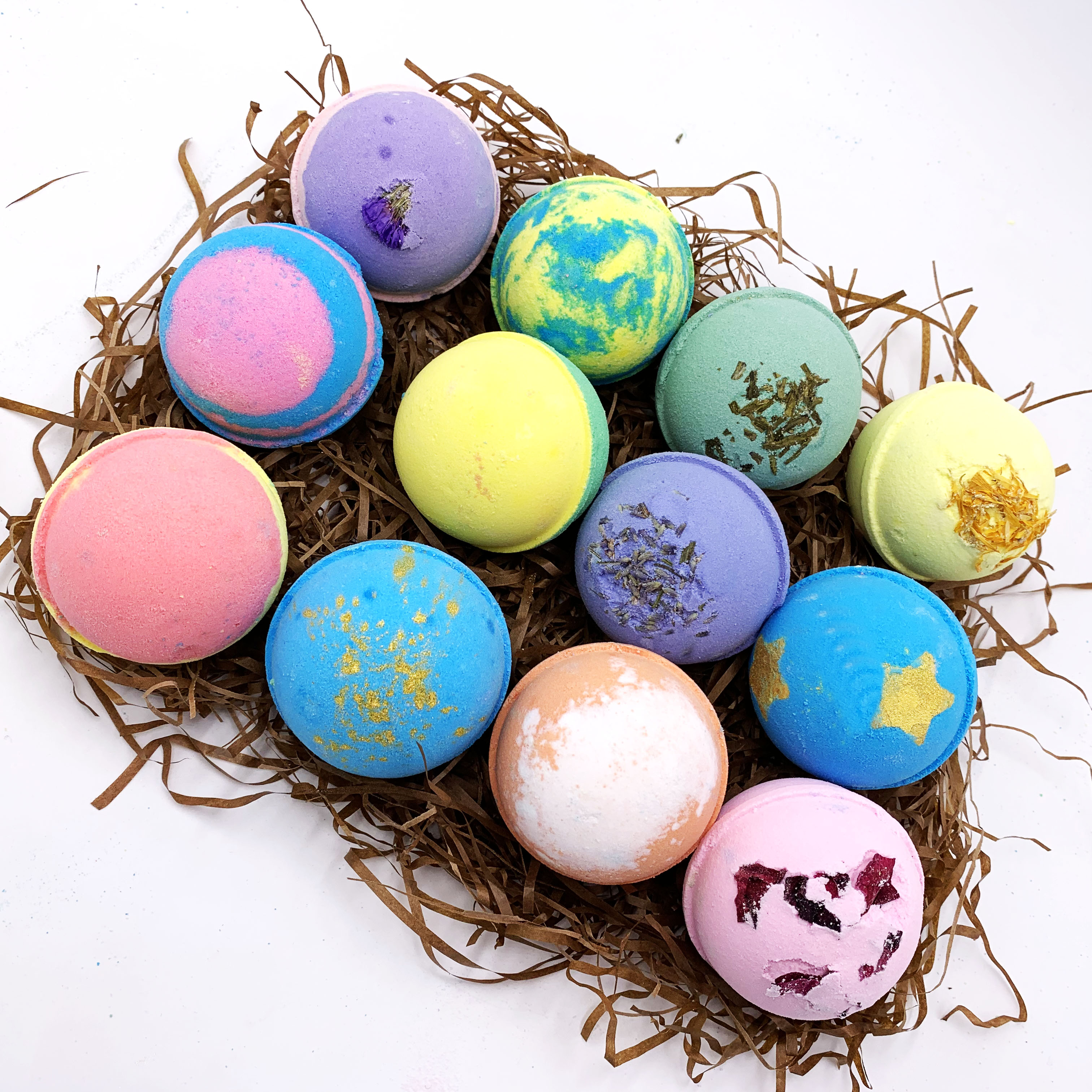 Собственная торговая марка ароматизированный спа пенный сольный шар с сухими цветами красочные Бомбочки для ванны