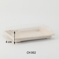 Boîte à emporter, plateau en papier bento, conteneur rectangulaire, couvercle en bois, réutilisable, biodégradable, conteneur pour la restauration rapide, emballage pour sushis