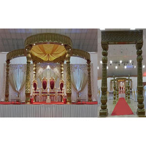 Boda hindú clásica Mandap de fibra dorada Mandap de boda india con puerta de bienvenida Boda especial Mandaps de fibra dorada EE. UU. Emiratos Árabes Unidos - Product Image 1