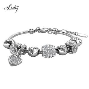 <span class=keywords><strong>Bracelet</strong></span> à breloques orné de cristaux <span class=keywords><strong>Swarovski</strong></span>, <span class=keywords><strong>bracelet</strong></span> à breloques en forme de cœur, <span class=keywords><strong>bracelet</strong></span> tendance pour femmes Daisini - Product Image 4