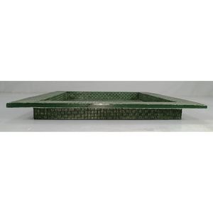 DAPHOCO Moss Green Faux Shagreen/Rattan Veneer Edges <b>Tampered</b> Tray 0.457x0.357x0.03 Model 050 Vietnam - Product Image 4