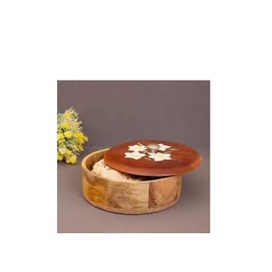 High Quality <b>Wood</b> Chapati Box New Design Eco Friendly Round Shape and Mini Wooden Box Packaging With Printed for Sale - Product Image 4