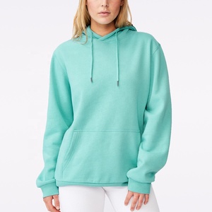 เสื้อฮู้ดดี้โอเวอร์ไซส์สำหรับผู้หญิง สีพื้น ผ้าฝ้ายฟลีซ ระบายอากาศ กันลม แห้งเร็ว ความยาวปกติ แบบเต็มตัว - Product Image 1