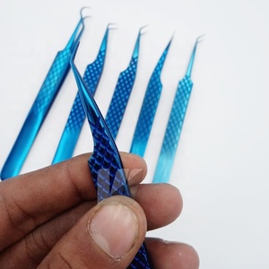 Pince à épiler de haute qualité en acier inoxydable japonais bleu plasma avec logo personnalisé pour le volume des cils - Product Image 5