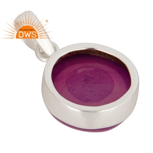 Colgante Redondo Único de Plata de Ley con Piedra Preciosa Natural de Druzy Rosa, Proveedor de Joyería, Colección Clásica - Product Image 3