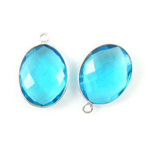 Colgante fino de Plata de Ley 925 hecho a mano con Topacio Azul grande ovalado 14X18MM Ajuste de bisel joyería de topacio Natural para regalos - Product Image 1