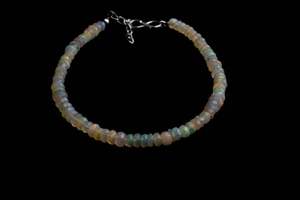 Natural Ethiopian Opal Faceted Rondelle Multi Flashy <b>Gemstone</b> Beads 92.5 Sterling Silver 7-8"Long <b>Bracelet</b> Wholesale - Product Image 4