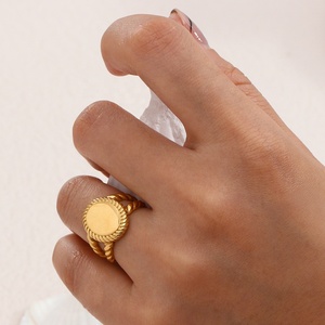 Dreamshow Chunky Hollow Out Twisted Rope <strong>Ring</strong> Oval 18K Gold Plated <strong>Rings</strong> Jewelry <strong>Stainless</strong> <strong>Steel</strong> Wholesale - Product Image 3