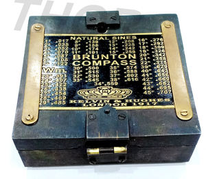 Brújula de latón marrón náutica, brújula antigua coleccionable, regalo negro pulido - Product Image 5