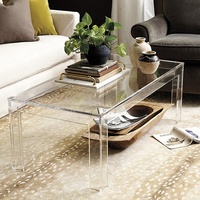 Table à café et à dîner en acrylique transparent moderne sur mesure OEM pour la maison et le bureau