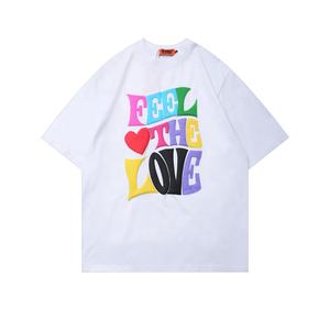 T-shirts imprimés bouffants 3D colorés personnalisés en gros T-shirts surdimensionnés en mousse de lettres souples 100% coton pour hommes - Product Image 3