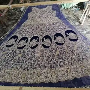 HAND WORK HEAVY FLOOR LENGTH DRESS Embellished DABKA, ZARI RESHAM work for Wedding @ 2022