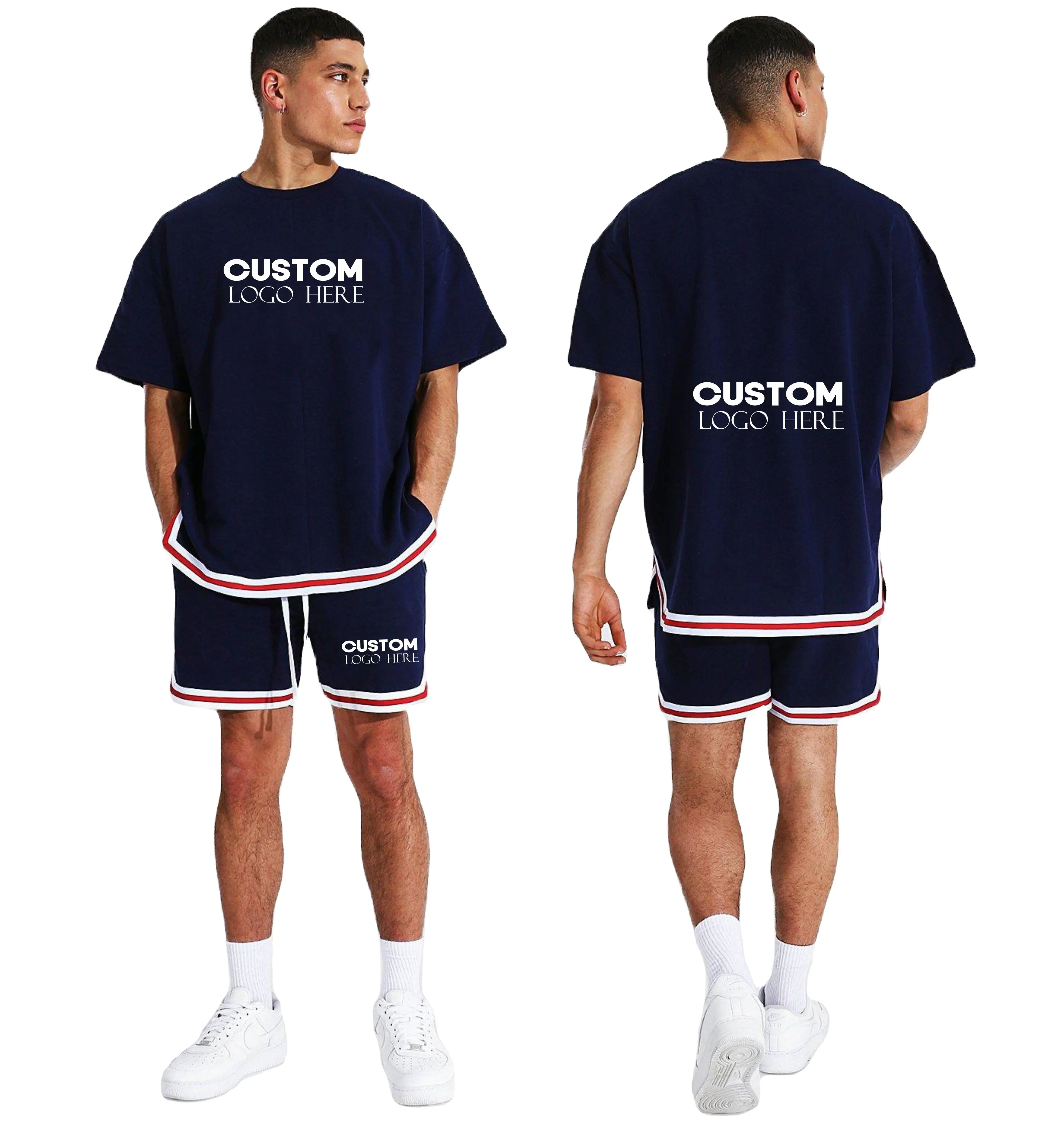 Wholesale Summer Casual Shorts Sets T Shirt With Matching Shorts Solid Color Mens Brand Clothing 2 Pieces Twin Sets