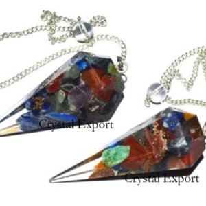 Supplier of Chakra Faceted Orgone Pendulums : Chakra Faceted Orgone Pendulums for Sale - Product Image 1