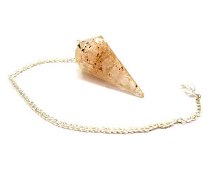 Pendule de radiesthésie en quartz rose orgone avec pierres semi-précieuses d'Inde pour l'équilibrage des chakras et les pratiques de nettoyage énergétique - Product Image 1