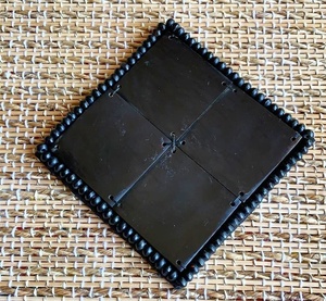 Dessous de verre en corne corne design unique fabriqué à la main avec du tissu noir sur la bordure dessous de verre pour boisson au café et au thé - Product Image 2