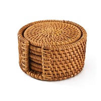 Ensemble de sets de table et sous-verres en rotin, écologiques, tissés à la main, taille personnalisée, emballés en carton au Vietnam, décoration de table, style minimaliste