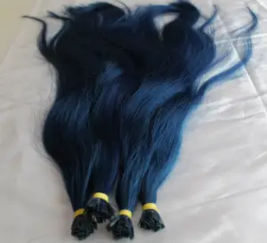 Itip синий прямой Remy наращивание волос супер тип
