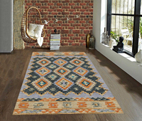 Alfombra Tejida de Lana/Seda para Interiores, Bordada, de Alta Calidad, Pelo Plano, Reversible, Moderna, Grosor Medio, Base de Nailon Antideslizante para el Hogar