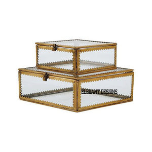 ชุดกล่องเครื่องประดับโลหะทอง2ชิ้นดีไซน์คลาสสิกของตกแต่งบ้านทำด้วยมือชุบทอง - Product Image 1